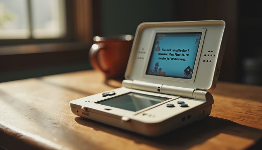 Nintendo DS Lite screen showing villager dialogue in Animal Crossing: Wild World.webp