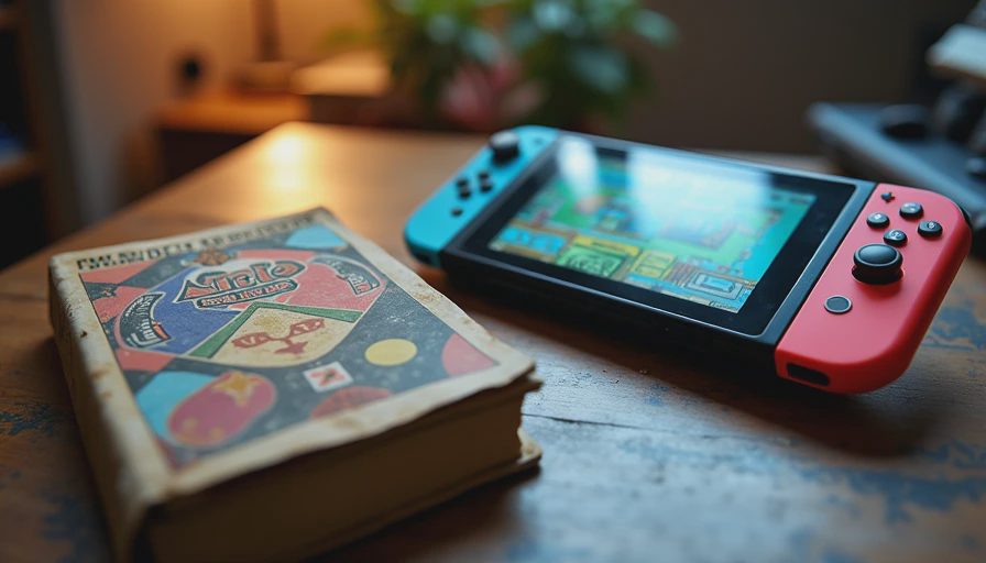 Game Boy Advance classic Fire Emblem: The Sacred Stones running on a modern Nintendo Switch alongside retro strategy guide notes.webp